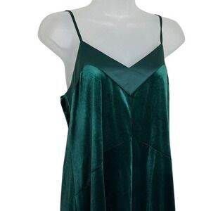 A New‎ Day Women's Midi Slip Dress Green Velour Size Small Formal Party Cocktail